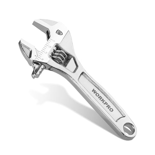 WORKPRO 4" Mini Adjustable Wrench, Cr-V Steel, Compact Design - color: Silver, size: 4 inch