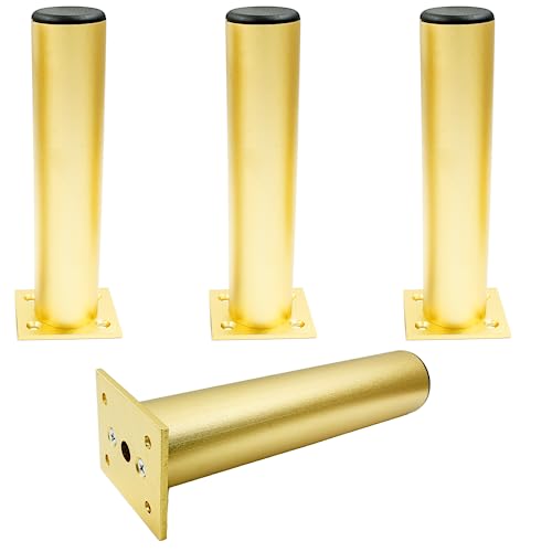 4-Pack Adjustable Aluminum Alloy Furniture Legs 10" Height Gold - color: Gold, size: 10 Inch