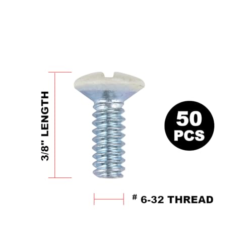 Henne Bery 3/8" Long 6-32 Thread, Oval Head Milled Slot Replacement Wall Plate Screws, 50 Pack, Light Almond - color: Light Almond, size: 3/8",50 Pack