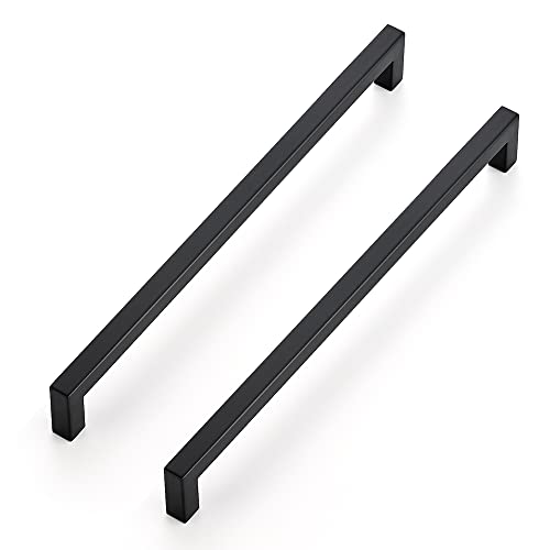 Ravinte Matte Black Cabinet Handles Square Pulls 11-5/16 Inch 3 Pack - size: 11-13/16 Inch (11-5/16 Inch Hole Center)