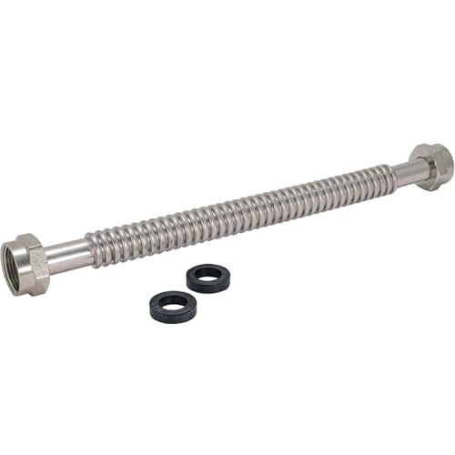 Eastman 24 Inch WaterFlex Water Heater Connector, 1 Inch FIP x 1 Inch FIP, Stainless Steel Corrugated Water Heater Supply Line, 447524 - size: 24 in. L x 1 in. FIP x 1 in. FIP