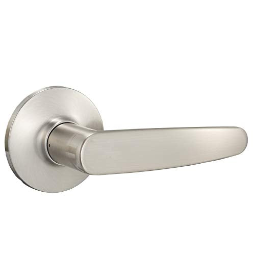 Amazon Basics Easy Installation Straight Door Lever, Passage, Fits Doors 1-3/4 in, Satin Nickel, 6-Pack - size: 6 Pack