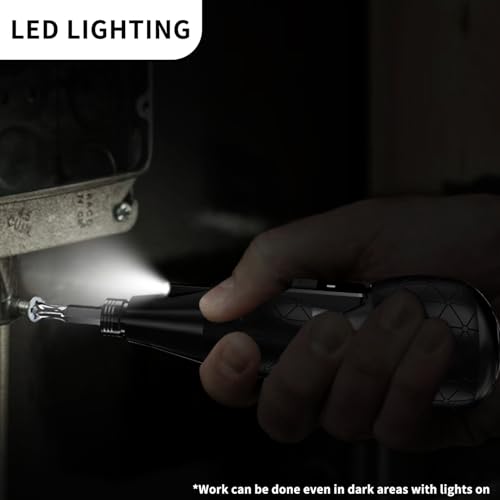 Mini Electric Screwdriver Set,Hillyfe 2500mAh Electric Screwdriver Cordless with LED Light, 13 Magnetic Bits, Extension Rod, Gloves, Storage Case,for Furniture/Electrical Repairs,Black