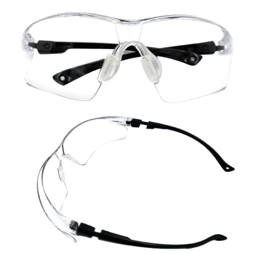 UV Protective Safety Glasses for Men/Women fit Sport/Work, Yard work, Lawn mowing, Ride, Shoot, ANSI Z87.1 Rated, Fog/Scratch Resistant Wrap-around Lens, Nose Pad Adjustable Black Temples