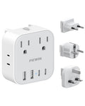 European Travel Plug Adapter Set, 8-in-1 Travel Adapter with 4 Outlets - style: World Adapter+Type C/G/E F