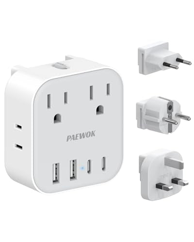 European Travel Plug Adapter Set, 8-in-1 Travel Adapter with 4 Outlets - style: World Adapter+Type C/G/E F
