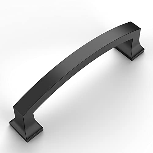 Amerdeco 10 Pack Matte Black 4Inch(102mm) Hole Centers Kitchen Cabinet Pulls Cabinet Hardware Kitchen Handles for Cabinets Cupboard Handles Drawer Pulls ZH0009MB - color: Matte Black, size: 4" hole center