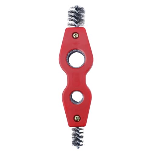 4 in 1 Copper Tubing Brush, 1/2 in and 3/4 in Copper Pipe Cleaner, Stainless Steel Coppers Tubing Wire Brush Cleaning Inside and Outside Thread, for Plumbing Installation, Soldering, Coppers Pipes - style: Red