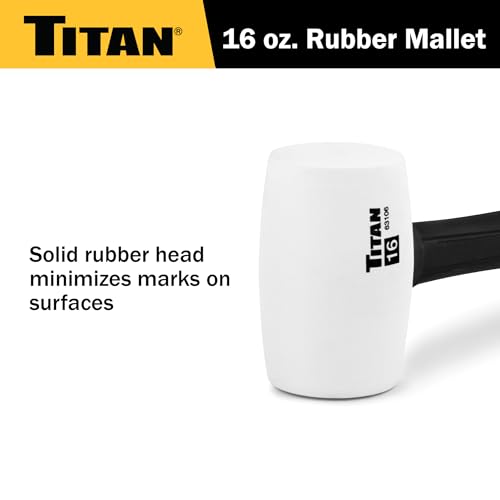 Titan 63106 16oz White Rubber Mallet, Non-marking Double-faced Solid Head, 13" Shock Absorbing Fiberglass Handle with Textured Grip - style: 16oz White