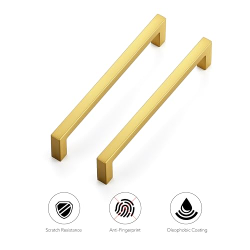 Ravinte Gold Cabinet Handles Solid Cabinet Pulls, 5 Inch CC, 10 Pack - color: Gold, size: Flat Black 5" Hole Center