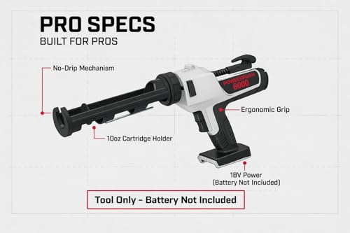 Heavy Duty Heavy Duty Caulking Gun | 18V Cordless Drive | 10oz I No Drip - size: 10oz / 300ml, style: Cordless 18V (6000M Series)