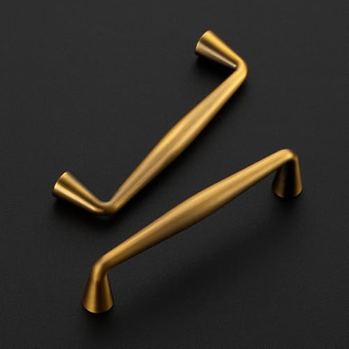 Ravinte Brushed Brass Cabinet Handles Solid Handles,3-3/4 Inch,10 Pack - color: Brushed Brass, size: 3-3/4 Inches Hole Center