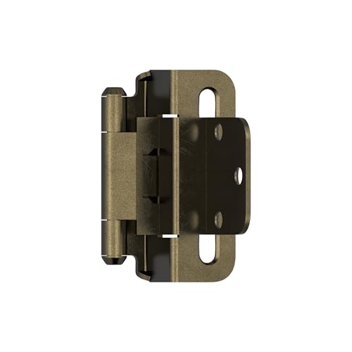 Amerock 1 Pair 3/8" Inset Burnished Brass Self-Closing Wrap Cabinet Hinge - color: Burnished Brass, size: 3/8 Inch (10 mm) Inset