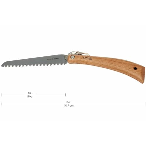 Opinel Folding Saw - Gardening and Camping Folding Carbon Steel Saw with Beechwood Handle - style: No.18
