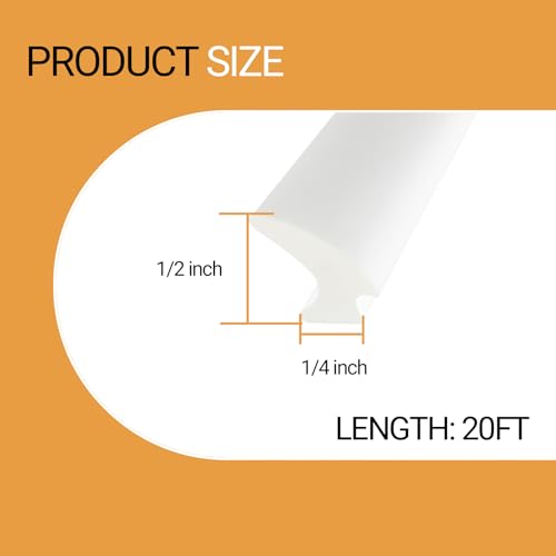 White RV Window Seal, W: 1/4" x H: 1/2" Rubber Window Gasket, RV Window Weather Stripping for Boat, Vehicle, Home Application and More, 20Feet - color: White