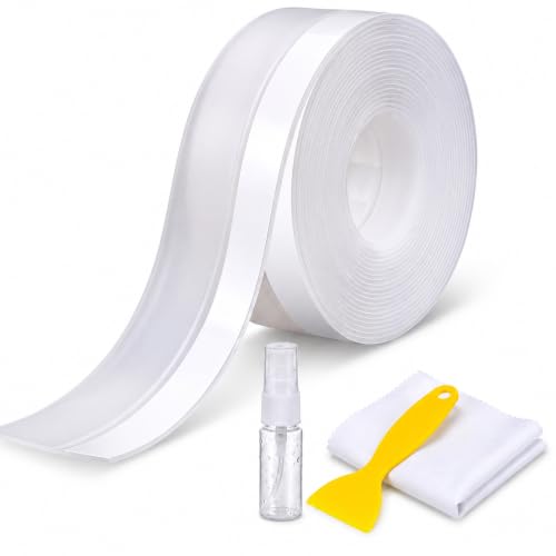 Weather Stripping Door Seal, Clear Silicone Door Weather Stripping Door Seal Strip for Door Frame 16.4FT Self Adhesive 25mm Seal Tape for Doors and Windows, Seals 0-15mm Gaps