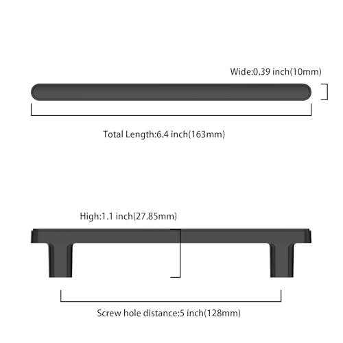 Asidrama 10 Pack 5 Inch(128mm) Matte Black Kitchen Cabinet Handles, Cabinet Pulls Kitchen Cabinet Hardware for Cupboard Drawer Pulls - color: Matte Black, size: 5" Hole Center, style: 10 Pack