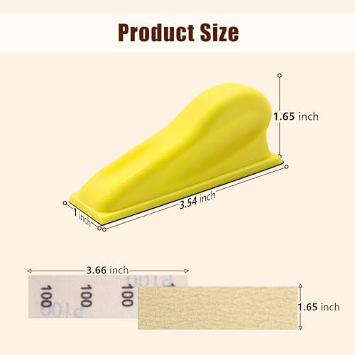 ZEHIQ 3.5"x1" Detail Hand Sanding Block and 130Pcs Sandpaper Assortment - style: Gold Sandpaper 130pcs + Sander