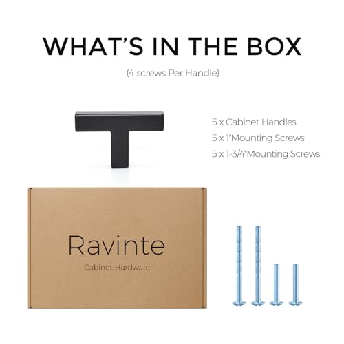 Ravinte Matte Black Cabinet Handles Solid Cabinet Pulls Single Hole, 5 Pack | Zinc Alloy, Slim Square Bar Grip, Smooth Drawer Pull Feel, Kitchen Cabinet Update, For Cupboards, Dressers, Drawers, Hardware - color: Black, size: Single Hole