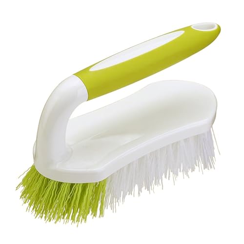 Heavy Duty Scrub Brush with Stiff Bristles - Comfort Grip Cleaning Brush for Tile, Carpet, Sink, Shower - Durable Ergonomic Handle for Floor Tub Scrubbing
