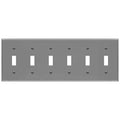 ENERLITES Mid-Size 6-Gang Toggle Light Switch Cover Plate, 1 Pack, Gray - color: Gray, size: Mid-Size