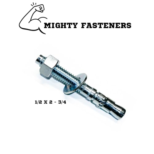 MIGHTY FASTENERS Zinc-Plated Steel Wedge Anchors, 1/2" X 2-3/4" - Heavy-Duty Mounting Bolts for Concrete - 50 Pack - size: 1/2" X 2-3/4"