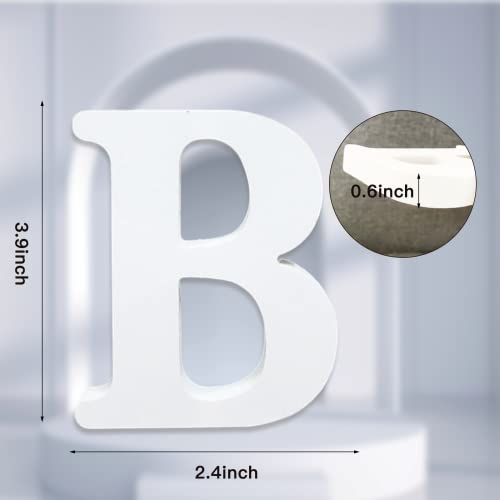 AOCEAN 4 Inch White Wood Letters Unfinished Wood Letter for Wall Decor Decorative Standing Letters Slices Sign Board Decoration for Craft Home Party Projects (B) - style: B