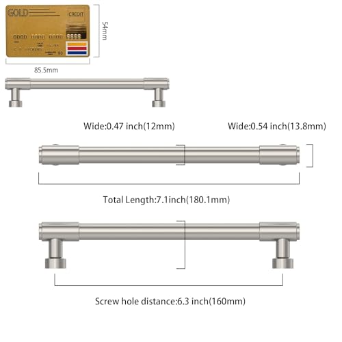 Amerdeco 10 Pack Brushed Satin Nickel Cabinet Pulls 6.3 Inch(160mm) Hole Center Drawer Pulls Cabinet Hardware Kitchen Cabinet Handles for Bathroom ZH0075 - color: Brushed Satin Nickel, size: 6.3"/160MM Hole Center