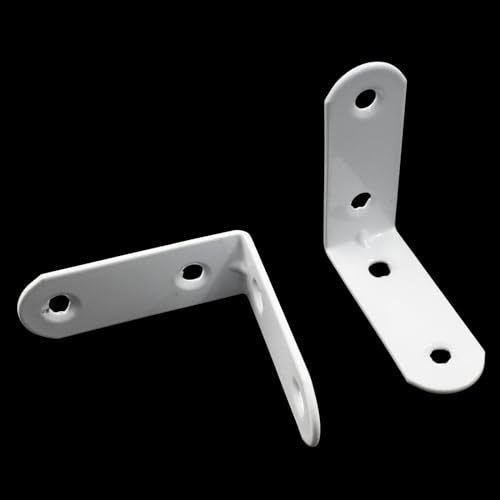 White Corner Brace L Bracket, 20 Pcs, 1.9" x 1.9" x 0.73" | 50 x 50 x 1.5mm, Iron Right Angle Brackets, Metal Joint, For Tables, Furniture, Shelves, With Screws - style: 1.9" - 50mm
