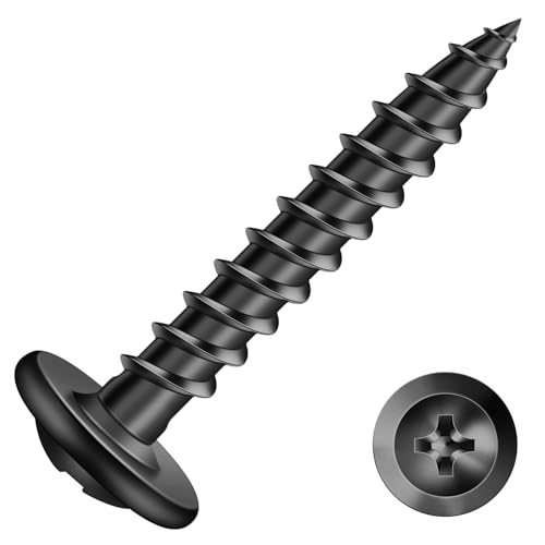 #8 x 1 Inch Wood Screw 500Pcs Alloy Steel Standard Thread Truss Head Fast Self Tapping Black Oxide by SG TZH - color: Black - Alloy Steel, size: #8 x 1"
