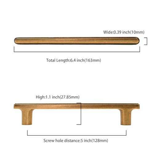 Asidrama 10 Pack 5 Inch(128mm) Antique Brass Kitchen Cabinet Handles, Cabinet Pulls Kitchen Cabinet Hardware for Cupboard Drawer Pulls - color: Antique Brass, size: 5" Hole Center, style: 10 Pack