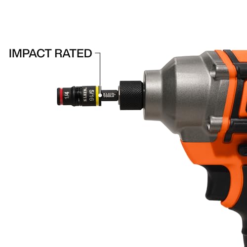 Klein Tools 32931 3-in-1 SAE Impact Socket Set, 1 Flip Socket with 1/4 and 5/16 Nut Driver Sizes and 1/4-Inch Bit Holder, Impact Rated 2-Inch Shaft - color: 3-in-1