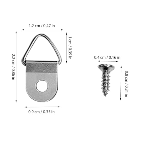 100 Pieces Small Triangle Ring Steel Picture Hangers with 100 Pieces Screws - color: Silver