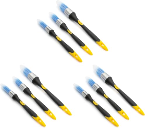 Bates- Trim Paint Brush, 3 pcs, 5/8”, 3/4” and 1” (Pack of 3) - color: Yellow-black, size: 5/8”, 3/4”, 1” (Pack of 3)