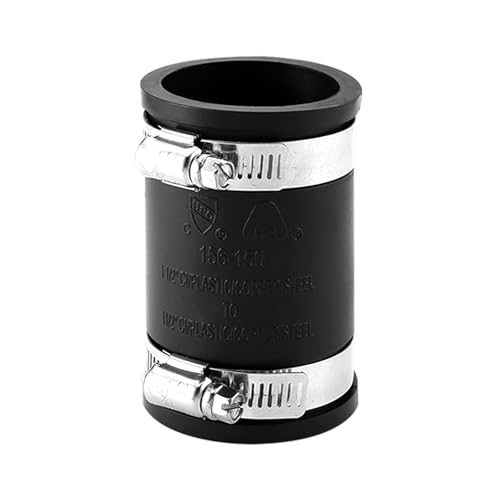 1 1/2" Flexible Pvc Pipe Coupling with Stainless Steel Clamp, Flexible Fitting for Connecting Cast Iron, Plastic and Copper Pipes, for Sewer and Drain Connections(Black) - size: 1 1/2"