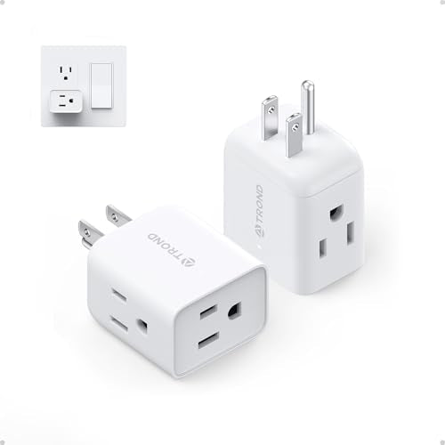 TROND Multi Plug Wall Outlet Extender 2 Pack, Small Outlet Splitter, White - color: White, size: 3 Prong, 2 Pack