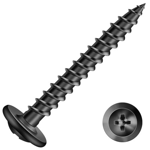 8 x 1-1/4" Wood Screw 500Pcs Alloy Steel Standard Thread Truss Head Fast Self Tapping Black Oxide by SG TZH - color: Black - Alloy Steel, size: #8 x 1-1/4"