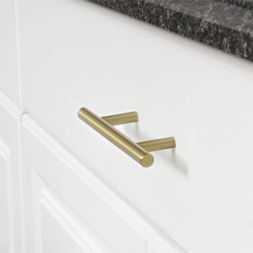 Amazon Basics Euro Bar Cabinet Pulls, Kitchen Drawer Handles, 5.38-inch Length, 3-inch Hole Center, 1/2-inch Diameter, Golden Champagne, 25-Pack - color: Golden Champagne, size: 5.38 in Length (3 in Hole Center)