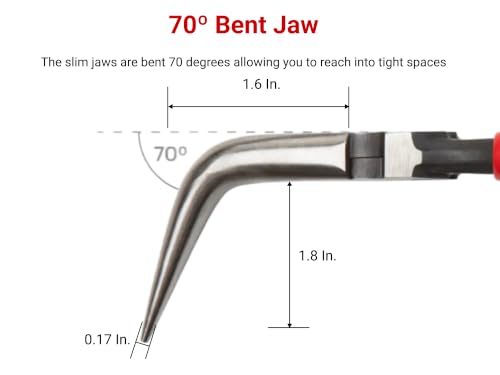 TEKTON 6 Inch 70-Degree Bent Serrated Jaw Long Nose Pliers | PGF10406 - color: Serrated Jaw, size: 6 Inch 70-Degree Bent