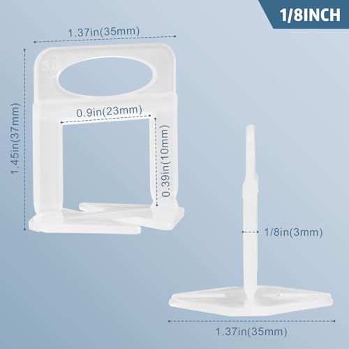 2000 Tile Spacers 1/8 Inch Tile Leveling Clips for Floor Tiles - size: 1/8 Inch*2000 Piece