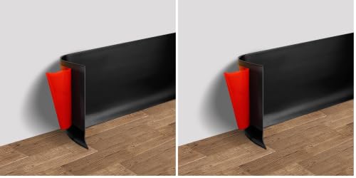 Vinyl Wall Base Baseboard Molding Trim 4" Flexible Self Adhesive Rubber Wall Base Moulding Trim Peel and Stick Design, 4 Inch x 20 Feet, Black (Pack of 2) - color: Black, size: 4in x 20ft (Pack of 2)