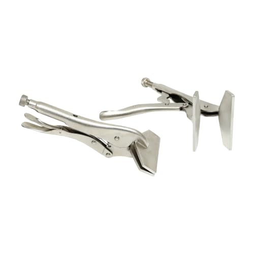 HFS(R) 10" Locking Sheet Metal Clamp - 2 Pack Welding Locking Plier ，Heavy Duty High Carbon Steel with Nickel Plating for Secure, Distortion-Free Gripping