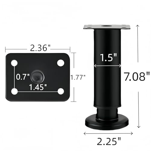 4Pcs Black Adjustable 7.08-12.2 Inch Metal Furniture Legs for Cabinet Sofa - color: Black, size: 7.08"-12.2"-Set of 4
