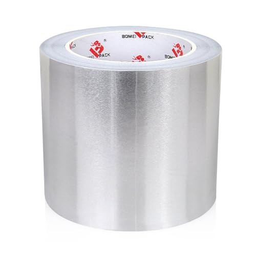 BOMEI PACK Aluminum Foil Tape,Heavy Duty Metal Foil Tape,High Temperature Silver Duct Tape,Perfect for Sealing & Patching,HVAC,Air Ducts,Insulation and Metal Repair (4 Inch) - size: 4 Inch x 30 Yards