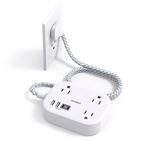 Cruise Essentials 2026,One Beat Travel Power Strip with USB C,Flat Plug 6ft - color: White, size: 6Ft