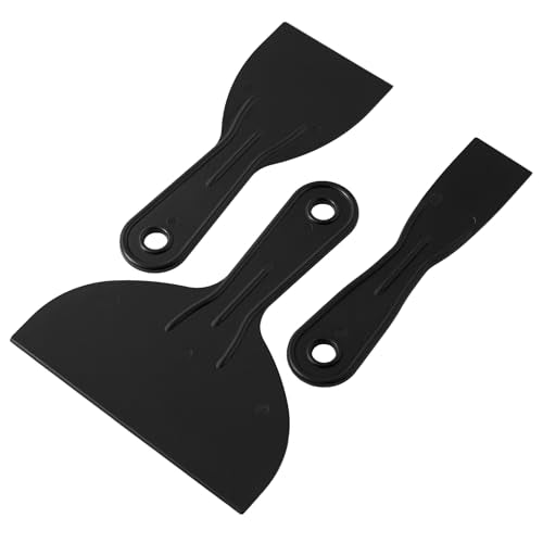 Plastic Putty Knife Set - 3Pcs Black Plastic Scraper Tool, 1.5"/3"/6" Sizes Spackle Knife for Spackling, Painting, Drywall, Arts and Crafts, Tile Jobs, Tamale Making - color: Black
