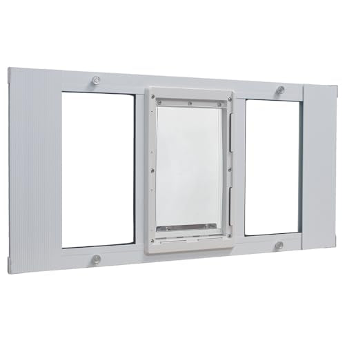 Ideal Pet Products Aluminum Sash Window Pet Door - size: 7" x 11-1/4" Medium Flap Size, style: Window Width: 33" - 38"
