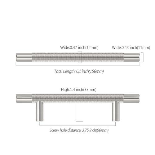 Asidrama 10 Pack 3.75 Inch(96mm) Brushed Satin Nickel Knurled Kitchen Cabinet Handles, Cabinet Pulls Kitchen Cabinet Hardware for Cupboard Drawer Pulls - color: Brushed Satin Nickel, size: 3.75" Hole Center