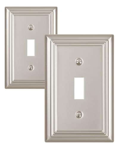 Switch Plates Outlet Covers, 2-Pack Metal Wall Plates, Satin Nickel - color: Satin Nickel, size: 1 Toggle 2PK