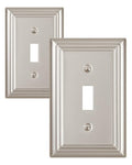 Switch Plates Outlet Covers, 2-Pack Metal Wall Plates, Satin Nickel - color: Satin Nickel, size: 1 Toggle 2PK